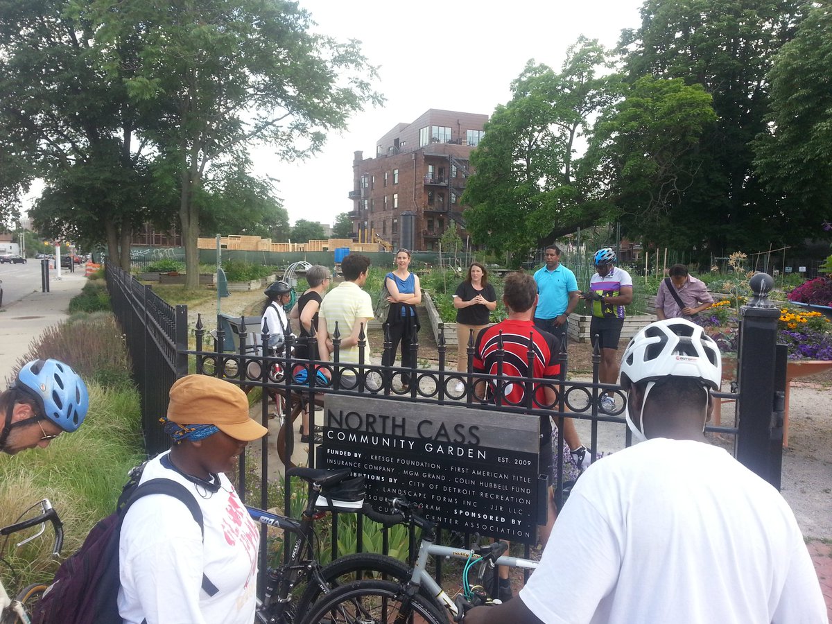 DetroitGreenway's tweet photo. On bike tour of urban ag &amp; green infrastructure.  Talking about environmental justice too https://t.co/CkeaoT6h9v
