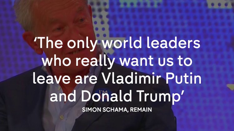 Channel4News's tweet photo. Historian Simon Schama, supporting Remain, says world leaders are on his side #C4Debate https://t.co/QgFeyJlu37