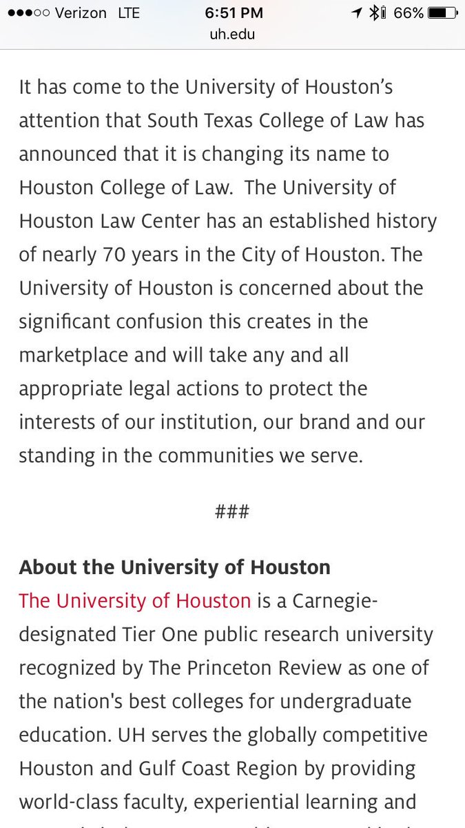 benwermund's tweet photo. .@UHouston may take legal action as South Texas College of Law change could create "significant confusion" #hounews https://t.co/r9wCOAHaS9
