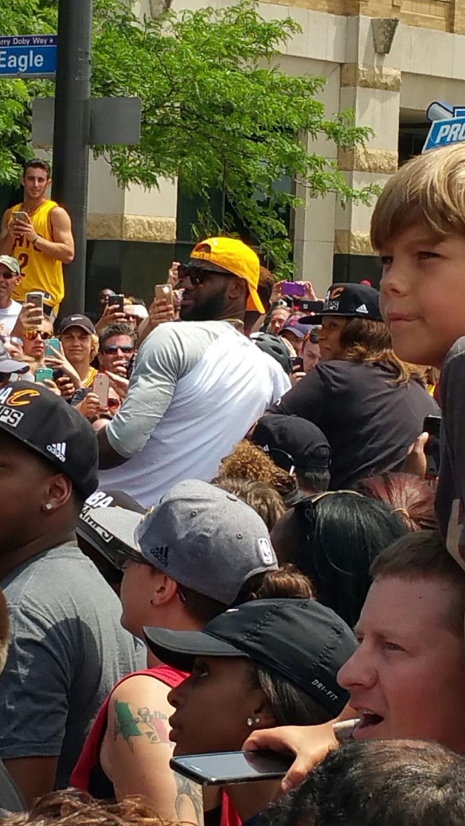 buckeyegal74's tweet photo. Little B witnessing history @cavs @KingJames @RR33d @faith_leanne_  #ALLin216 #Believeland https://t.co/JqPGZzU4Ju