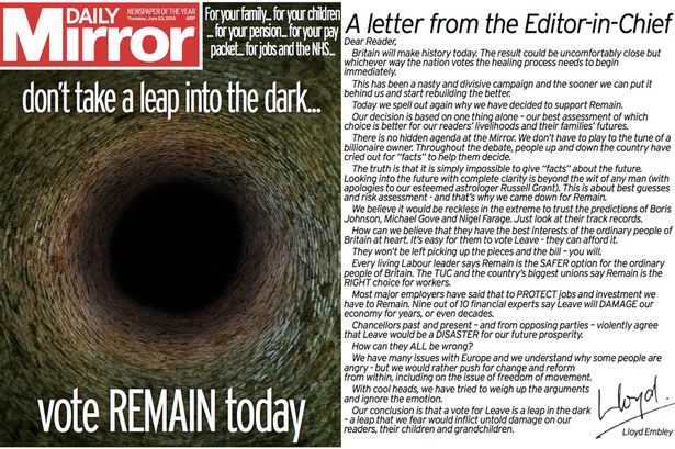 MirrorPolitics's tweet image. A letter from the Editor-in-Chief about the EU Referendum mirror.co.uk/news/uk-news/l…