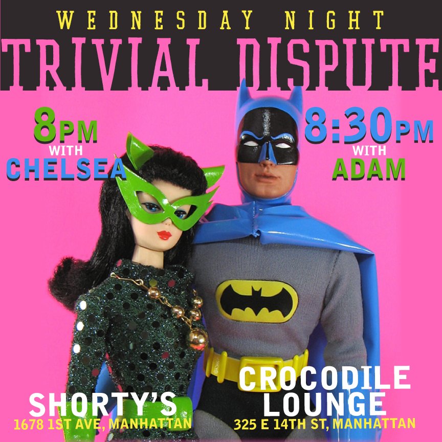 Holy Diver, old chum! Riddle me some Trivia? 8pm at <a href="/ShortysTrivia/">Shorty's Trivia</a> 1st ave w Cheslea, 8:30 at <a href="/CrocLoungeNYC/">Crocodile Lounge</a> w Adam!