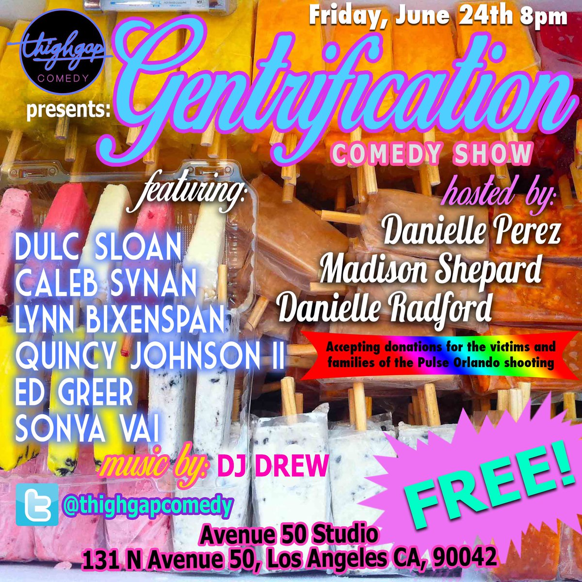 GENTRIFICATION Highland Park comedy show 6/24 <a href="/Avenue50Studio/">Avenue 50 Studio</a> 8pm FREE RSVP: facebook.com/events/6241697…