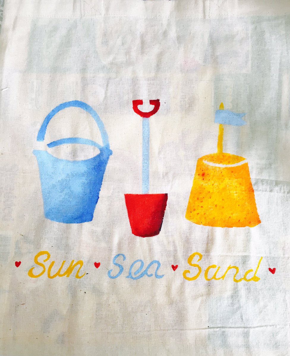 Summer stencil design - maybe the sun will come out again?! #stencil #print <a href="/bag/">Tea </a> #summer #sea #sand #sun