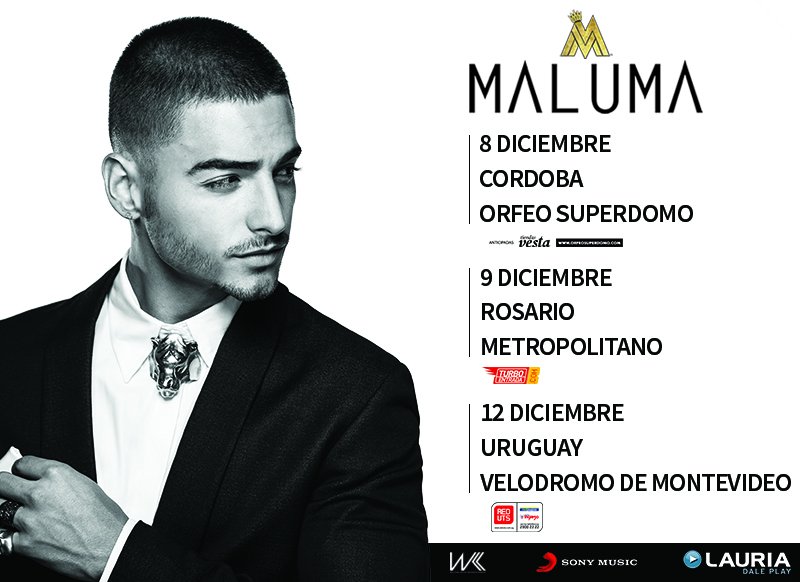livedaleplay's tweet photo. Imparable! 9 shows Agotados! @MALUMA anuncia nueva gira. Mañana salen a la venta #Cordoba #Rosario #MalumaWorldTour https://t.co/5z4xNw22jA