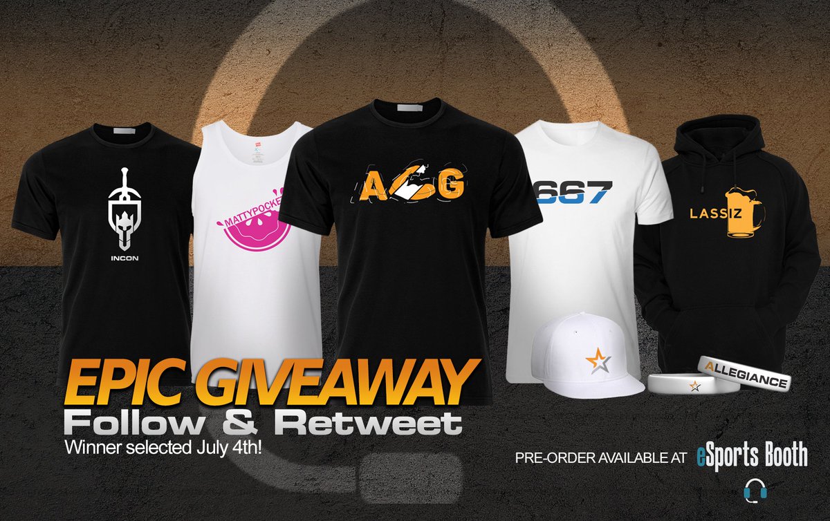 TeamAllegiance's tweet photo. Player stores have launched on @eSportsBooth! Here's a pretty rad giveaway to celebrate! https://t.co/utRmKEL0SS https://t.co/CYZUmMX3mQ