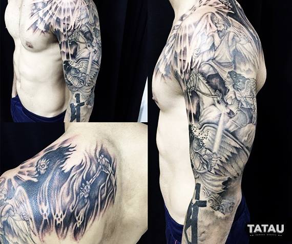 Tatau Tattoo Studio on Twitter: "#Tattoo hecho por nuestro artista Aaron Sotomayor #religions #BlackandGrey https://t.co/sJMW74tkWP https://t.co/avarGpFtwS" / Twitter