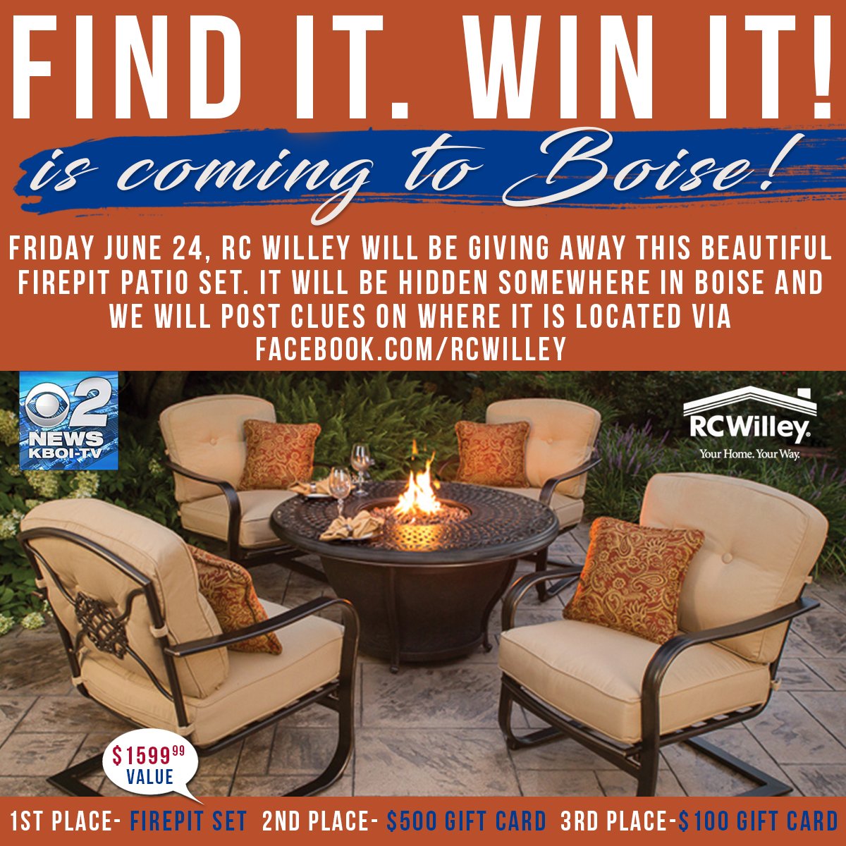 RCWilley's tweet photo. We're having a special giveaway this Friday in Boise! Tune in on Friday for details.

@KBOITV

#FindItWinIt https://t.co/TeEfm1LUDG