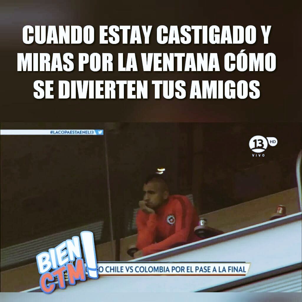 Sofitrp's tweet photo. Jajajaja pobre Vidaal #ChilevsColombia https://t.co/6f5AtDE2Lq