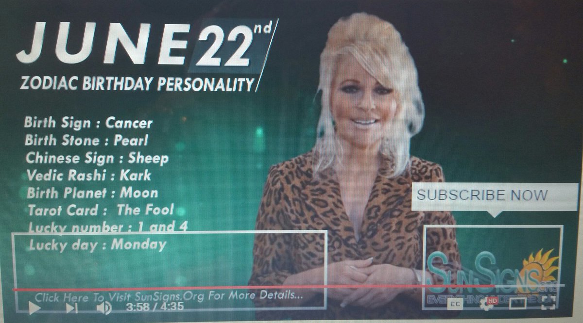 LynnetteDolan's tweet photo. #Zodiac #facts and #trivia for the #Cancer born today #June22 #astrology #spokesperson #host #actor #lynnettedolan https://t.co/5V8WF0lidB