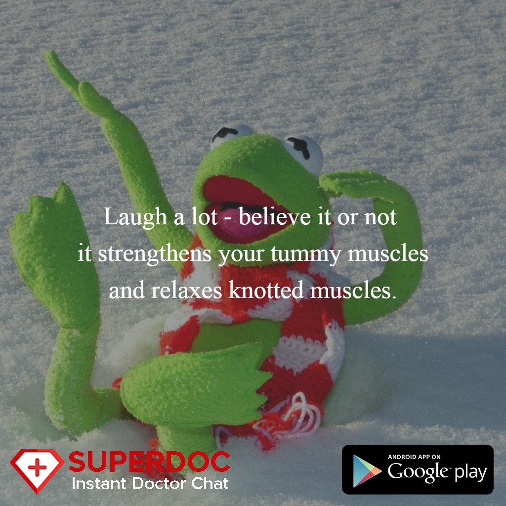superdocapp's tweet image. #Laugh a lot..
Get more #healthtips.
Download superdoc app: buff.ly/28OSbJr