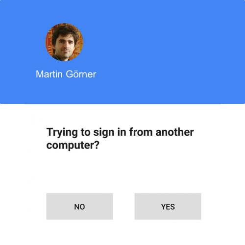 martin_gorner's tweet photo. I just added 2-factor authentication to my Google account using #googleprompt. Great idea, great implementation 😀 https://t.co/qki7T14k5I