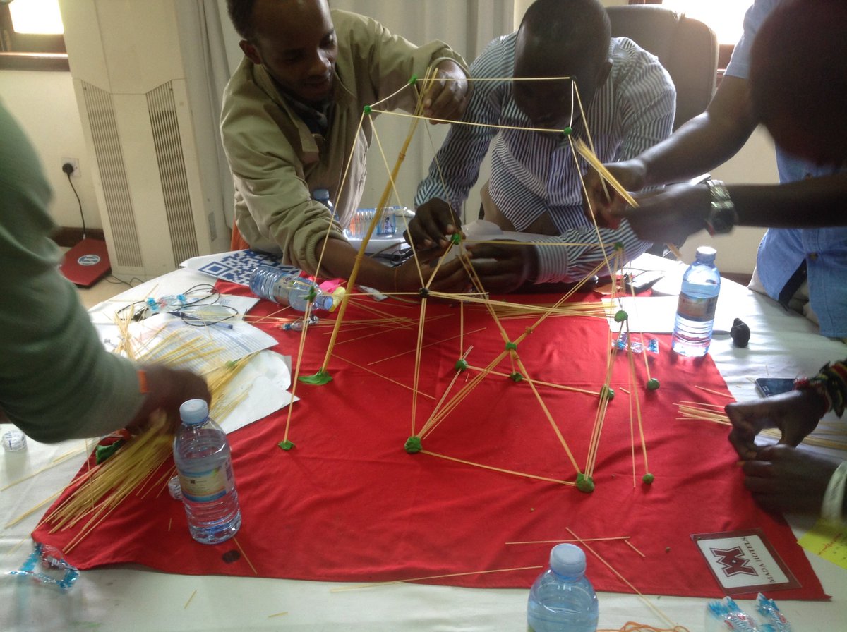 wirejames's tweet photo. Building a multi-storeyed structure using spaghetti, clay and rubber bands @Hack4Ag Hackathon @WorldBank #Hack4Ag https://t.co/Ay8et1PIuS