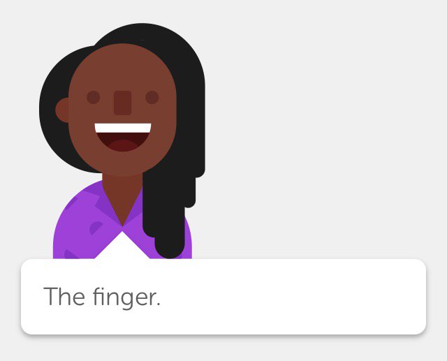Ahora puedo decir "El dedo" en inglés. ¡Gracias Duolingo!