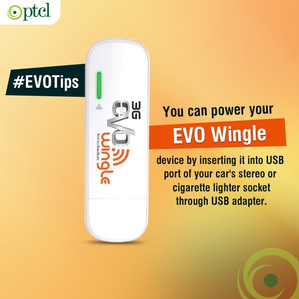PTCLOfficial's tweet photo. You can power your #EVO device through USB port of your car’s stereo or cigarette lighter socket. #EVOTips #PTCL https://t.co/W5aAzr1Ojb
