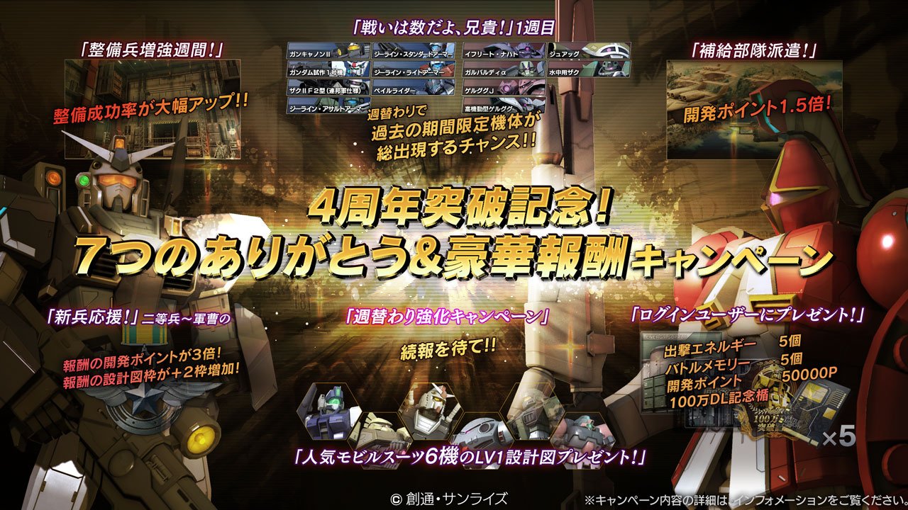バトオペ2 公式 4周年記念告知 6月30日14 00よりバトオペ4周年突破を記念して 7つのありがとうキャンペーン 豪華報酬キャンペーン を開催予定 ぜひご参加ください バトオペ T Co Dvscvbmw8x T Co H3qedfbcl7 Twitter バトオペ2 公式 4周年記念告知 6月30日14 00よりバトオペ4周年突破を記念して 7つのありがとうキャンペーン 豪華報酬キャンペーン を開催予定 ぜひご参加ください バトオペ T Co Dvscvbmw8x T Co H3qedfbcl7 Twitter