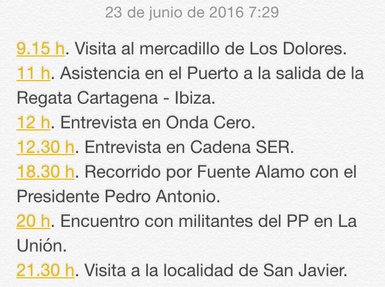 Buenos días! Recta final de la campaña y en <a href="/PPRMurcia/">PP Región de Murcia</a> seguimos al 100%. Agenda de la jornada. Vota útil #Afavor PP.