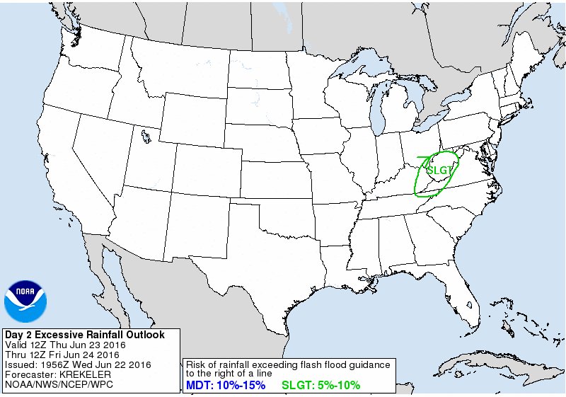 AndrewWMBF's tweet photo. Part of Eastern Kentucky is under a slight risk for excessive rainfall tomorrow. SPC update should be any minute. https://t.co/qG41NASPIB