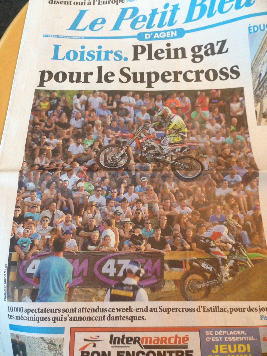 47FM's tweet photo. Indirectement on fait la une du @petitbleuagen sympa non ?! Cc. @DolbyEric @DiPapet @Fran4oi7 #Supercross #Estillac https://t.co/XfBu9xQWF0