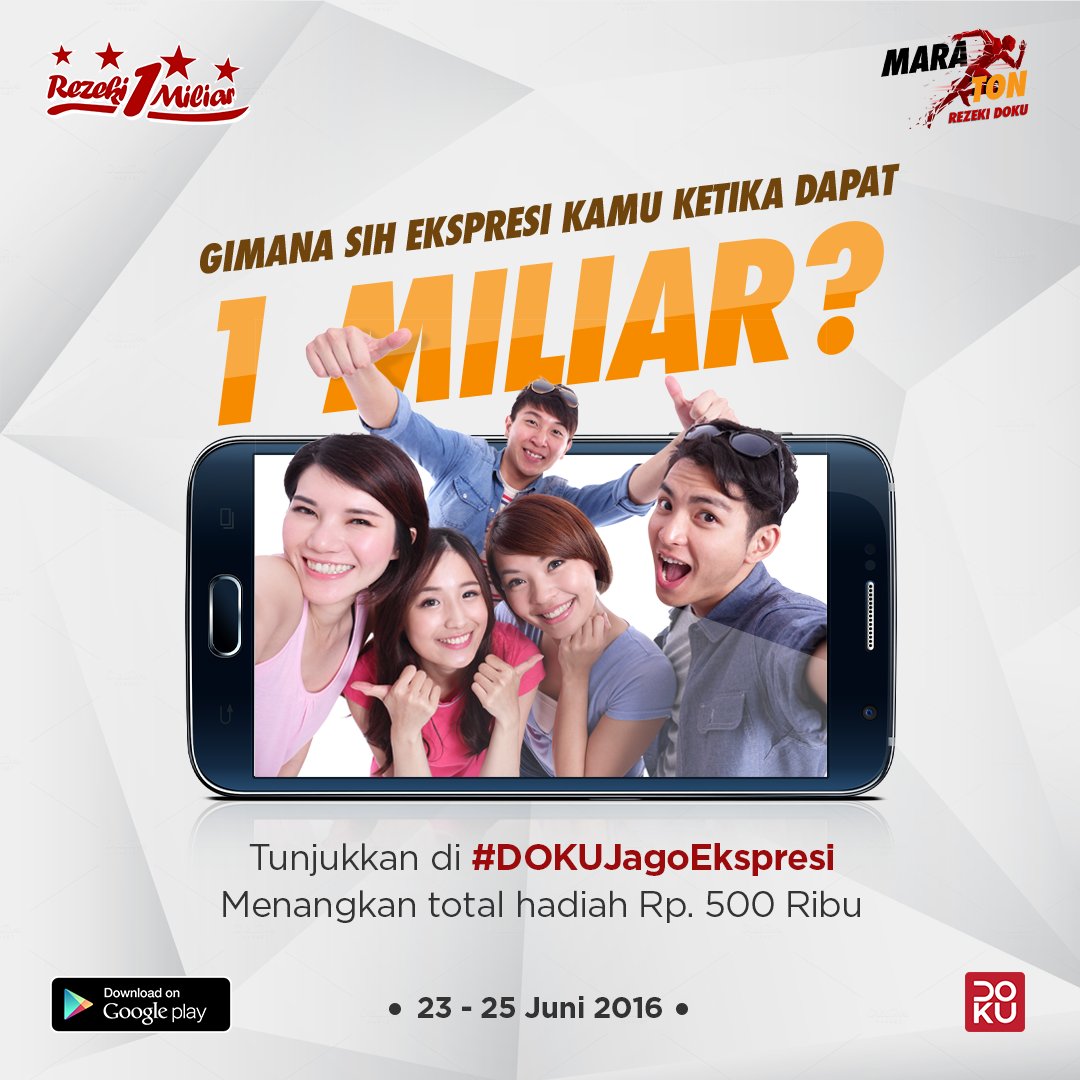 (1) Di Maraton Rezeki DOKU minggu ini, DOKU ajak  Kamu untuk ikutan #DOKUJagoEkspresi.