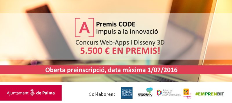PalmaActiva's tweet photo. ¡Abierta convocatoria! #PremisCODE #programación #Web #App y #Diseño #3D de @PalmaActiva https://t.co/Apg93f2vxv https://t.co/kn2LNvkbdH