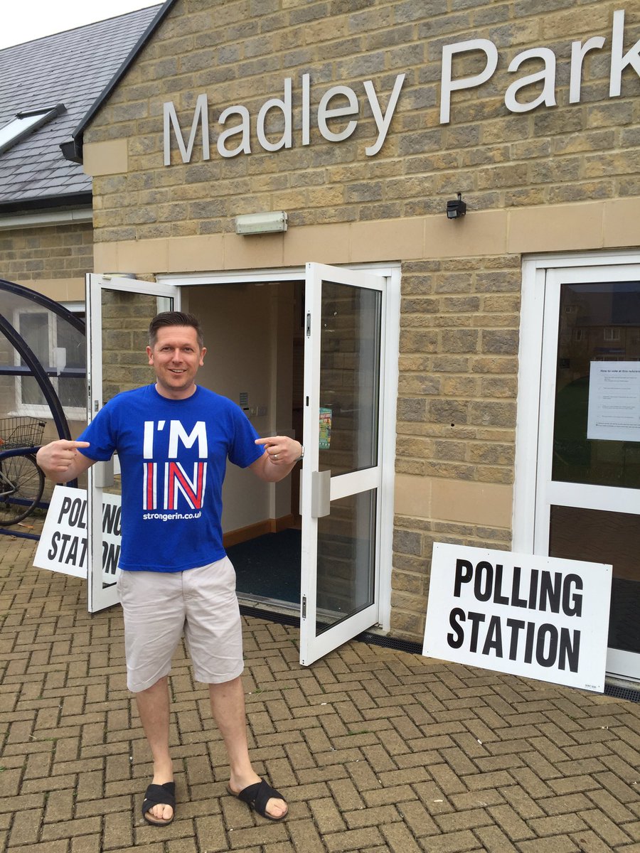 RichHikins's tweet photo. @StrongerIn 
Make sure you have you're say and use your right to vote, open till 10pm. 
#Remain #StrongerIn https://t.co/AEEROMrz8Q