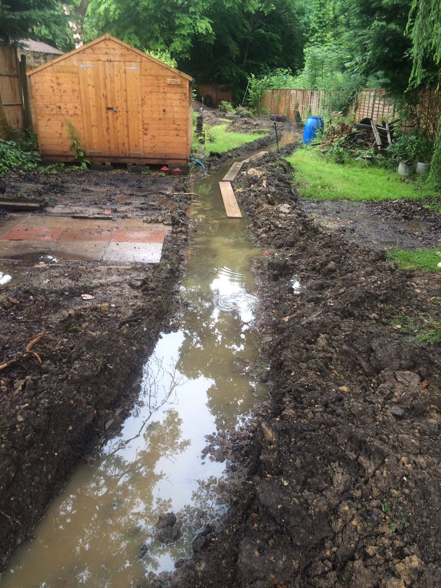 Insideoutgarden's tweet photo. I'm not sure I can lay paving on this today #britishsummer #landscapersproblems https://t.co/TXQmL2ec2b