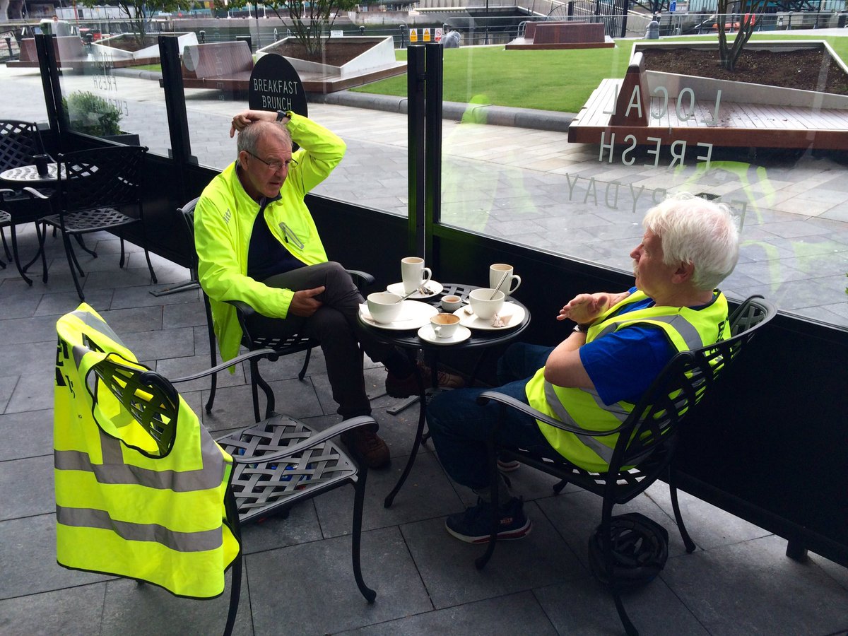 2 hr early morning cycle with @sammydouglasmla finishes with a business breakfast with Gordon Clarke of Sustrans