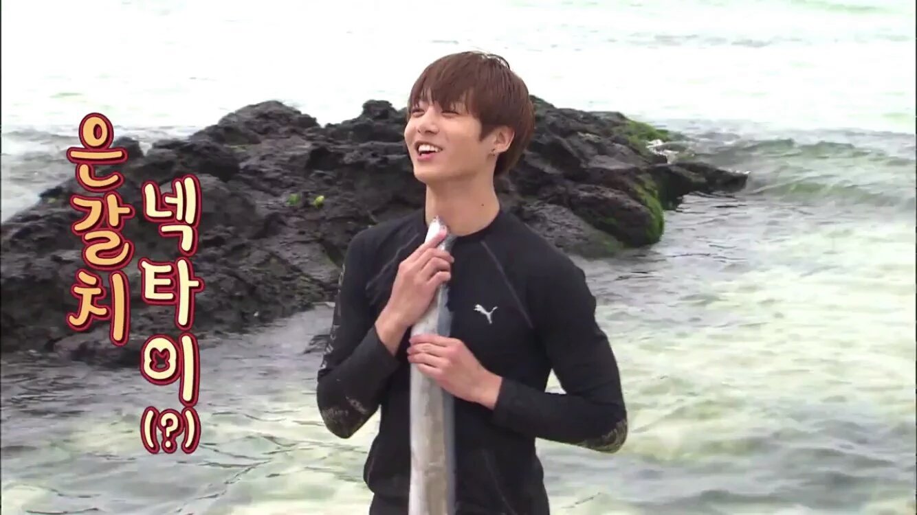 nana (s/h) on Twitter: "JUNGKOOK GOT THE FISH BY JUST PICKING IT AT THE