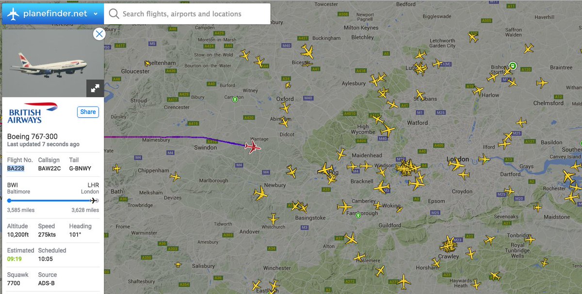 airlivenet's tweet photo. UPDATE EMERGENCY British Airways #BA228 on approach to London Heathrow https://t.co/nP4oLdnPjm https://t.co/WgFV5QbxwH