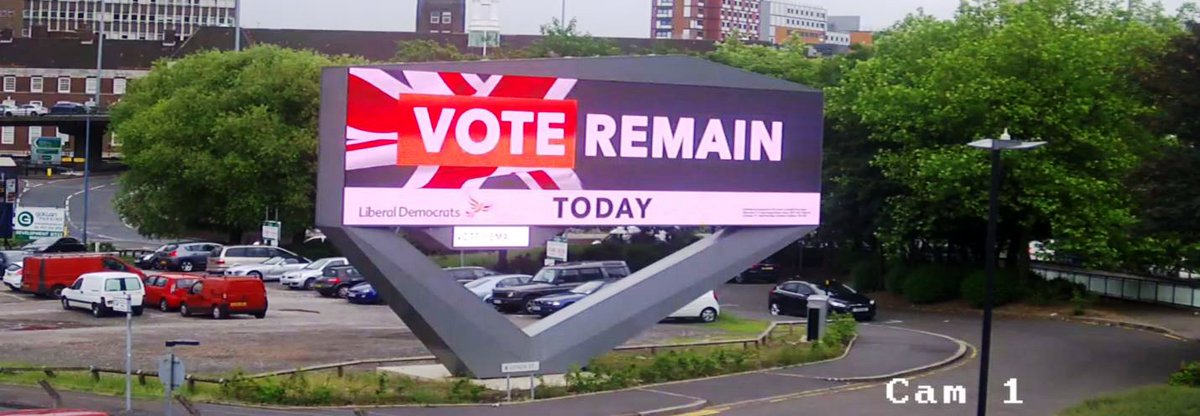 kirstybanksCCUK's tweet photo. Fantastic to see the #remain campaign for the @LibDems on our premium @StormDOOH sites! Here's our A38 site. 1/2 https://t.co/PYmVCn6XJ5