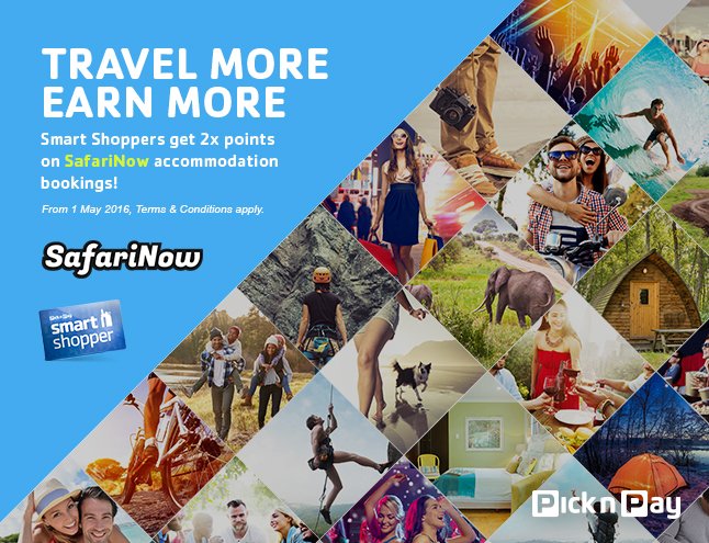 Smart Shoppers get 2x points on <a href="/SafariNowSA/">SafariNow</a> accommodation bookings! More here 👉 goo.gl/2ZH6Vi