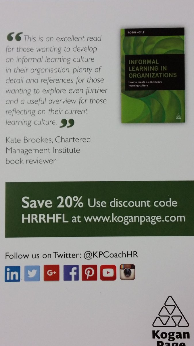 LightbulbJo's tweet photo. Informal learning book from @RHoyle #discount code #clcsem https://t.co/gFNraimhsD
