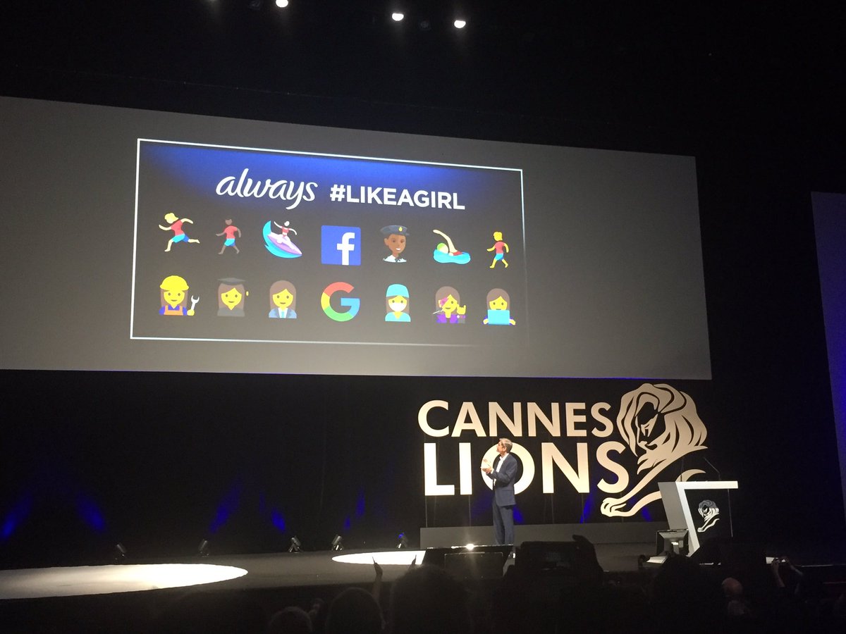 unrulyco's tweet photo. As a result of very popular #LikeAGirl campaign @ProcterGamble today announce new emojis #CannesLions https://t.co/oqzfLBXWao