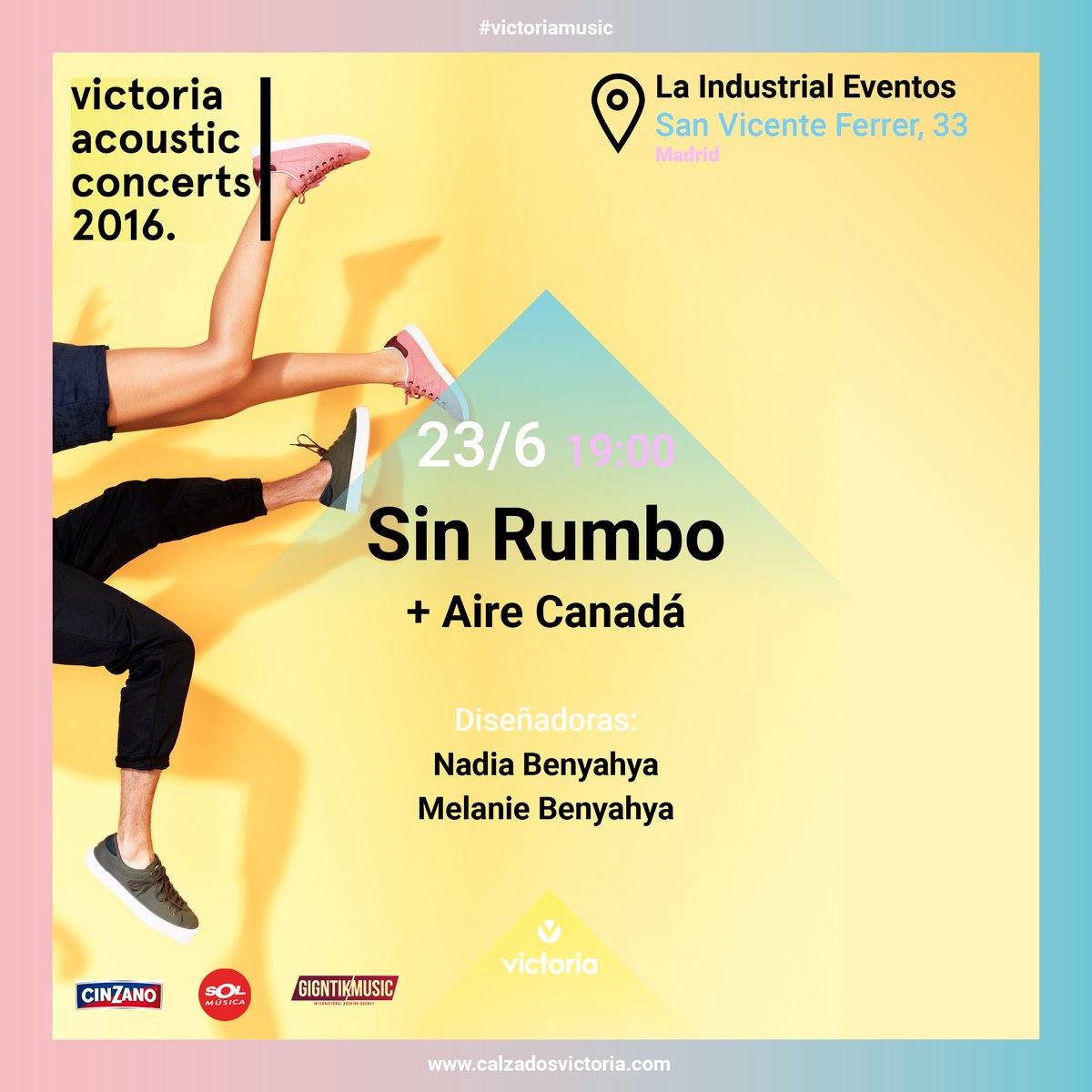 <a href="/BambasVictoria/">Zapatillas Victoria</a> Acoustic Concerts presenta a <a href="/SinRumboOficial/">SINRUMBO</a> y <a href="/Aire_Canada/">Aire Canadá</a> en <a href="/laindustrialco/">La Industrial</a> #victoriamusic