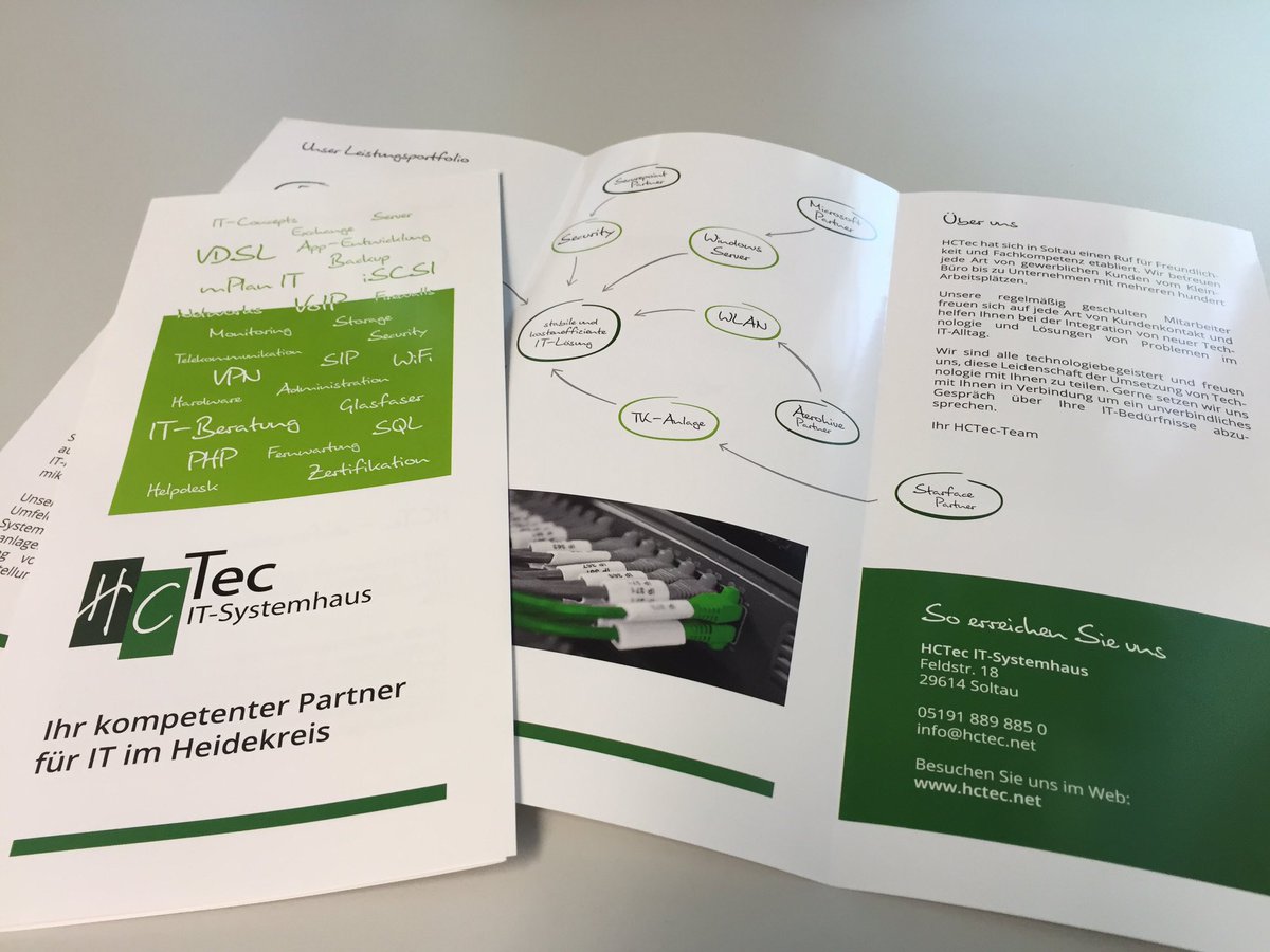 Für daS IT-Systemgaus HCTec aus Soltau gestalteten und druckten wir neue Faltflyer.