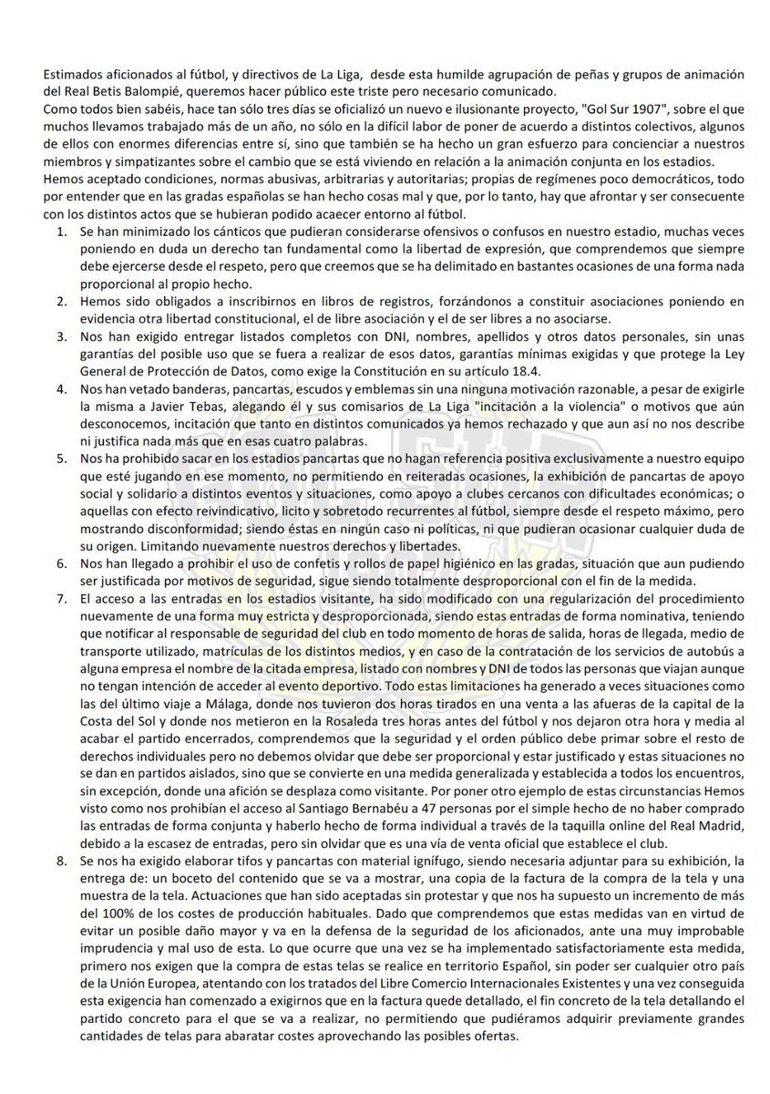 SGS86Oficial's tweet photo. COMUNICADO OFICIAL DE #GolSur1907 

Por un fútbol sin huellas, #PorElFutbolDeVerdad https://t.co/TRIlcMznpl
