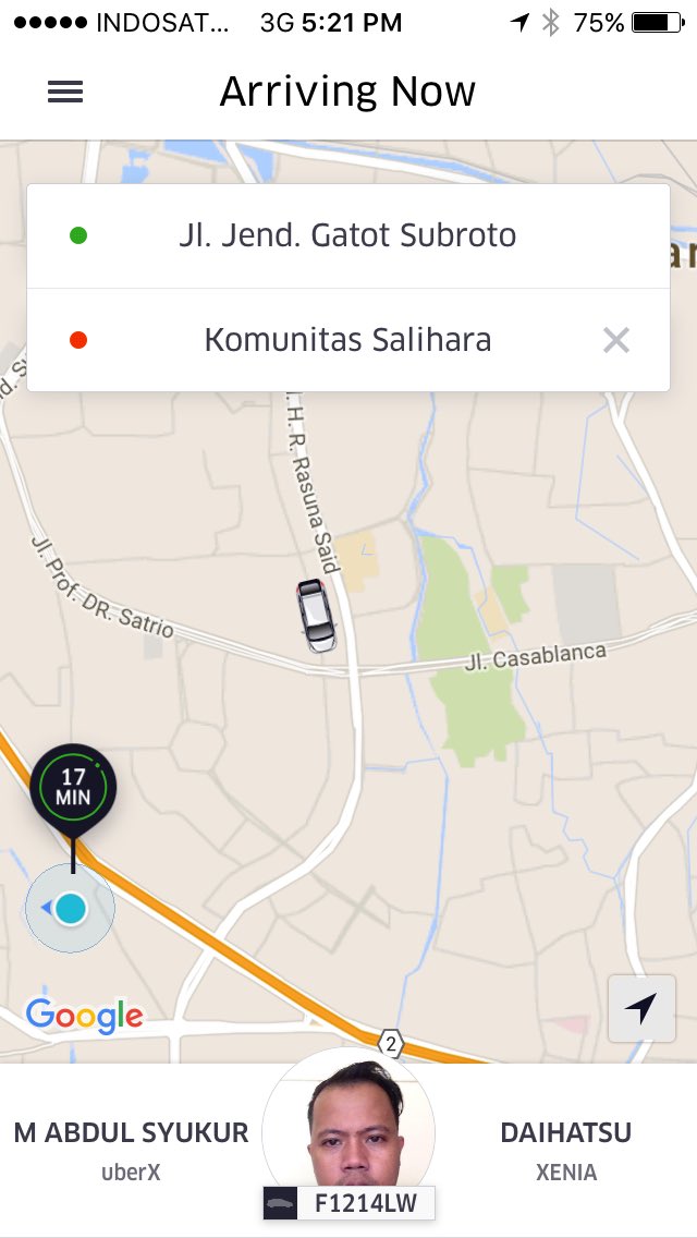 ben3dikt4's tweet photo. @Uber_JKT @Uber_Support supir cheating, blm tiba sdh arriving now,dan tdk bs dihub https://t.co/D7lScbiywa