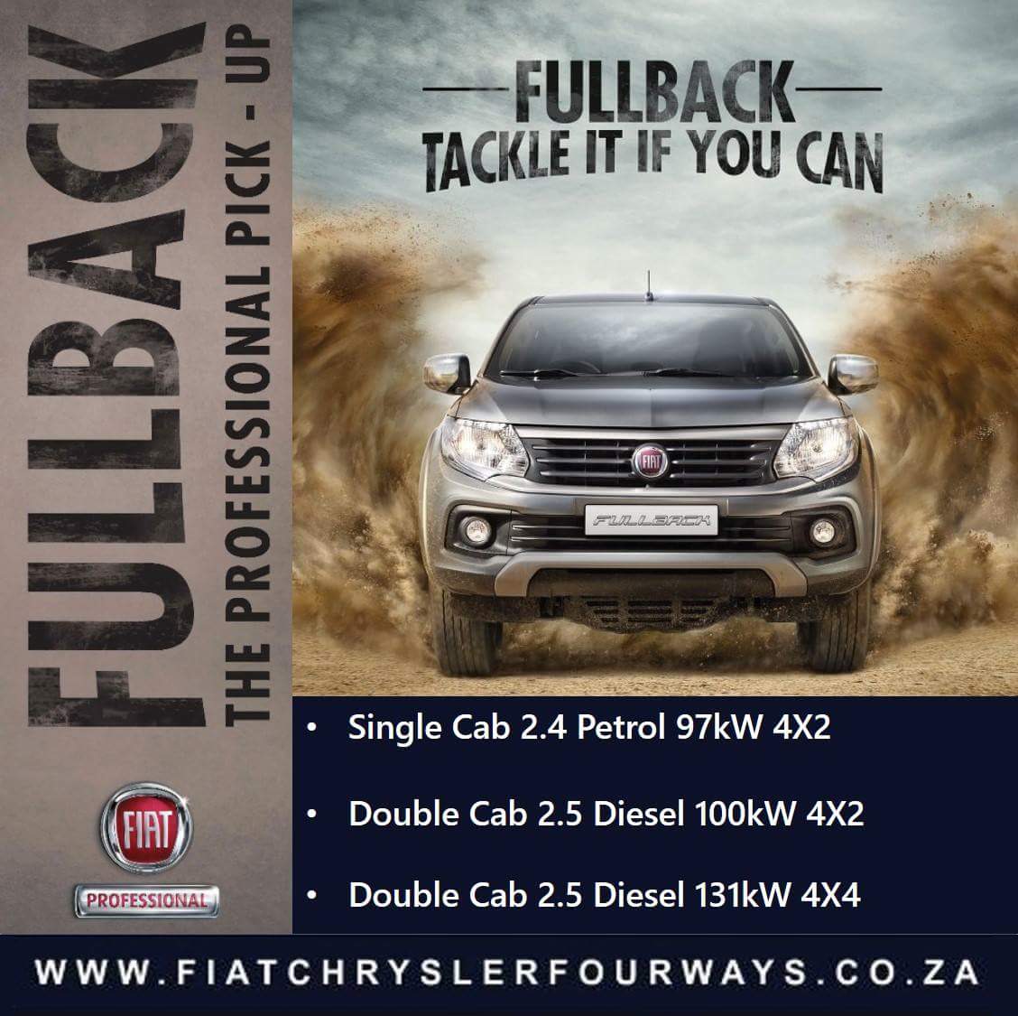 FiatFourways's tweet photo. The Fiat Fullback dealer launch 02 July 2016. RSVP by 30 June #FiatFullback #Bakkie  #4x4 #SingleCab #DoubleCab https://t.co/ZxdSU2Fcww