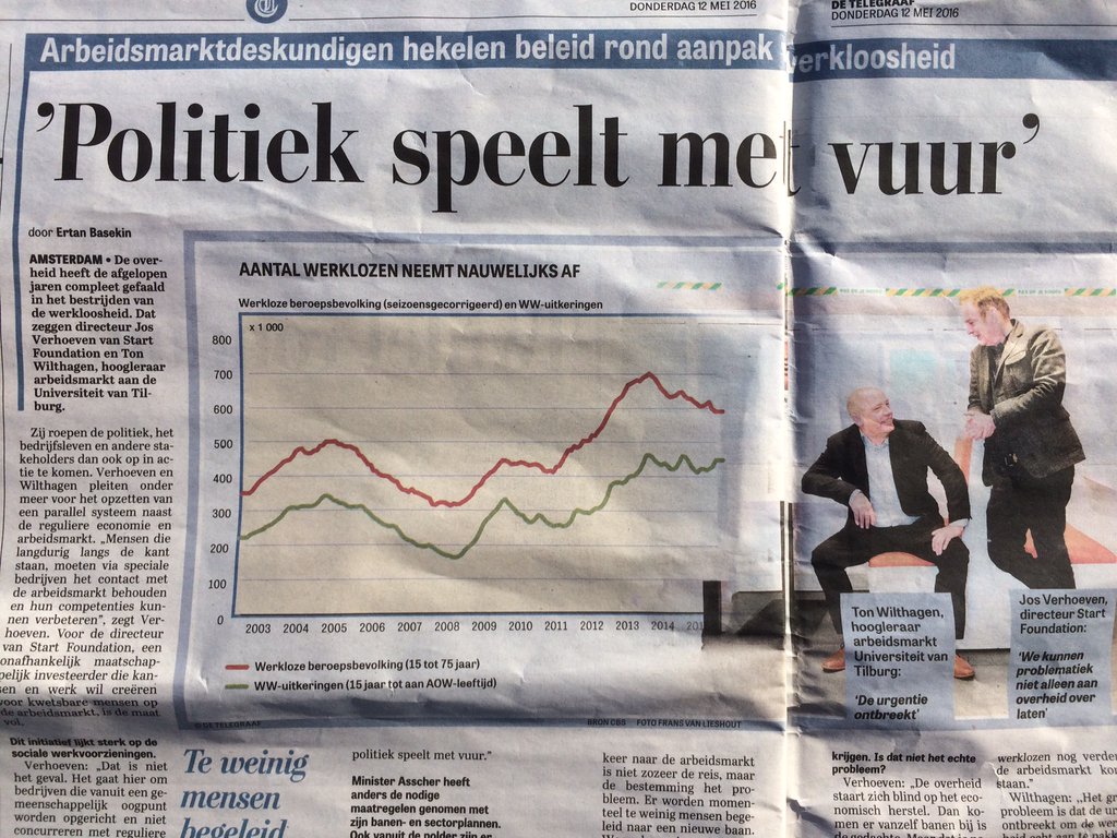 Jos Verhoeven en Ton @Wilthagen hoogleraar #UvT #arbeidsmarkt roepen #politiek op in actie te komen #werkloosheid