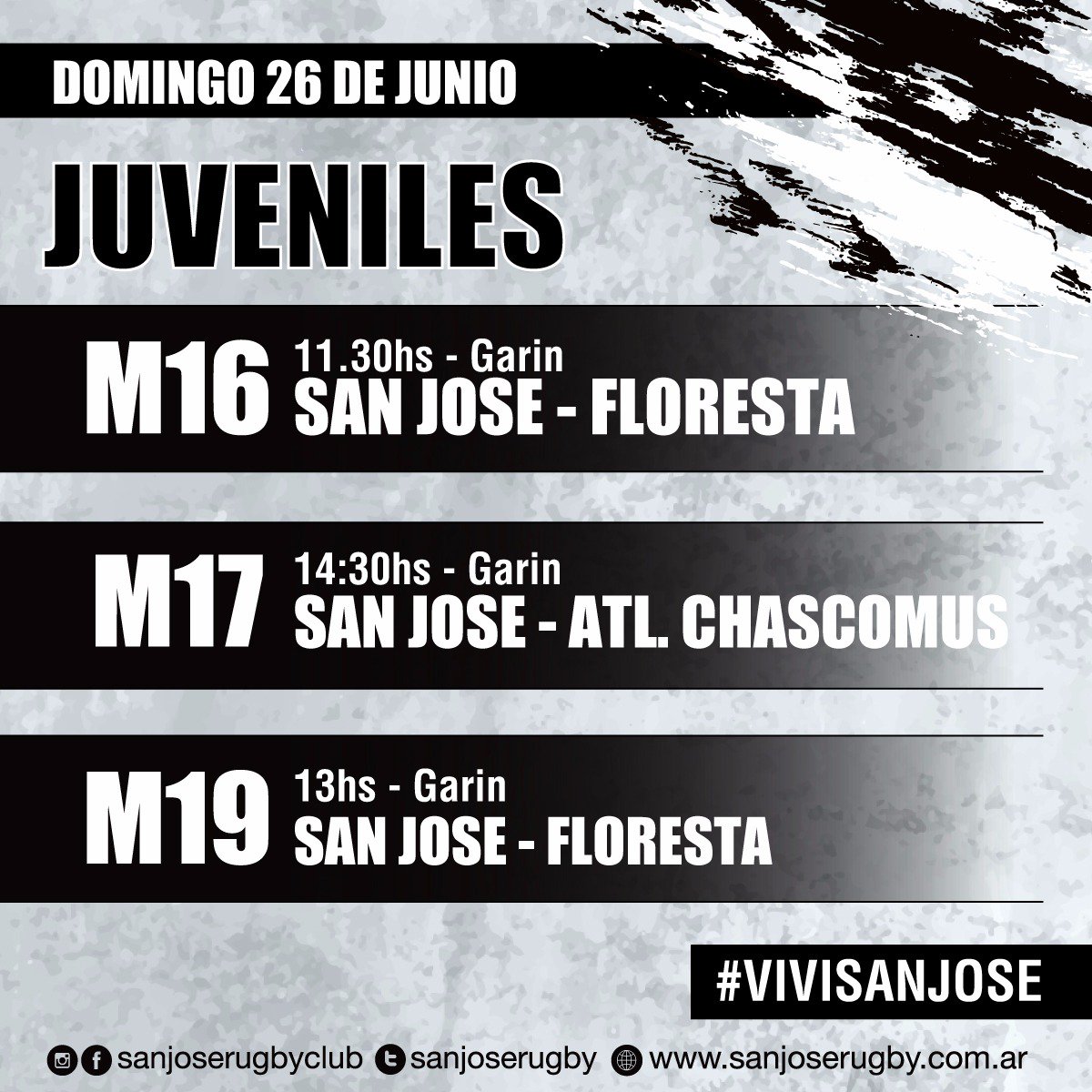 #JUVENILES
Estos son los horarios de los partidos del próximo domingo en Garín