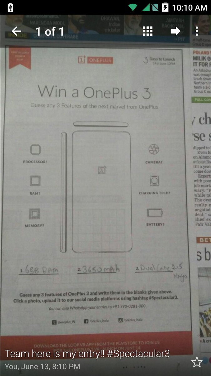 kunvaria's tweet photo. @OnePlus_IN
Team when u will announce the #Spectacular3 Contest waiting since long!!
@MaalFreeKaa @thefreejinn https://t.co/rCH7cXvjzT
