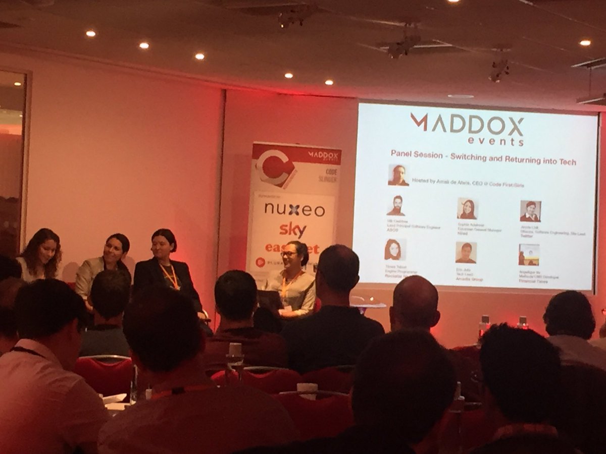 doniyasc's tweet photo. Great panel for #CodeSlinger16 session on switching and returning into tech, chaired by the awesome @amali_d https://t.co/27ExhfSAow