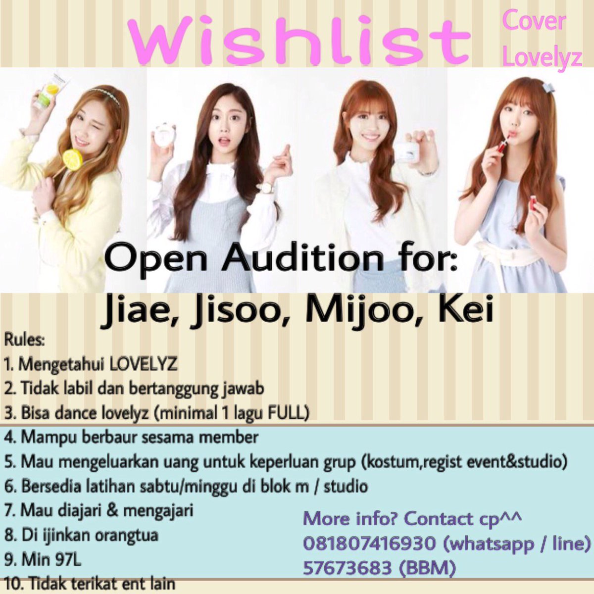 <a href="/BESTar_DC/">베스타</a> [HELP RT] wishlist open member for lovelyz dance cover. More info? Read👇👇