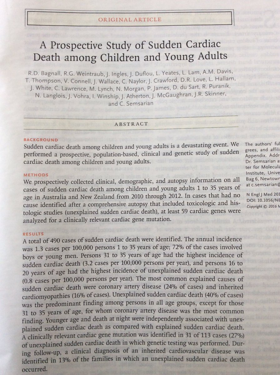 AdamWeirSports's tweet photo. Great #NEJM study on sudden cardiac death this week
Massive work
>35 I am not "young adult" any more 😢 https://t.co/xR215JY66N