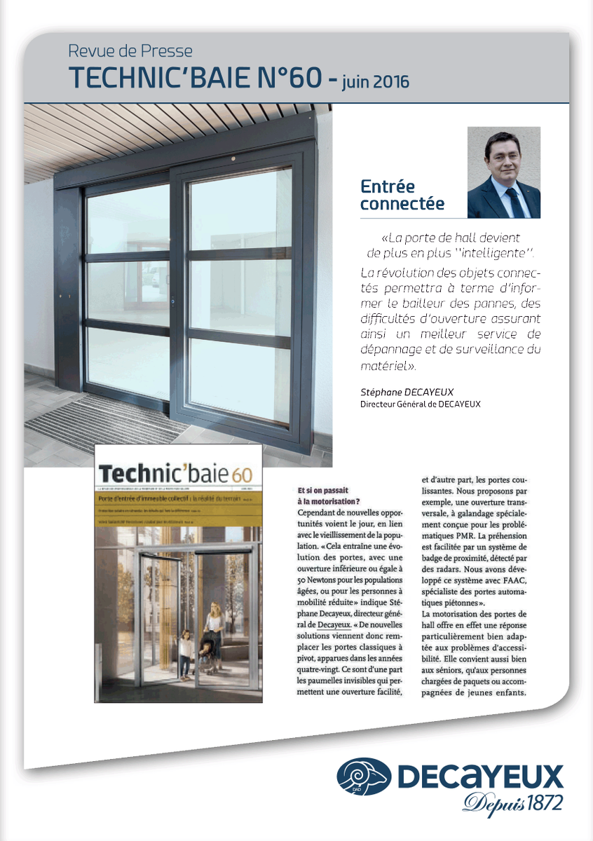 DADDecayeux's tweet photo. Les #portesdehall Decayeux présentes dans #techic'baie : L'usage fait-il vraiment la porte? https://t.co/hd9lUrVSkl