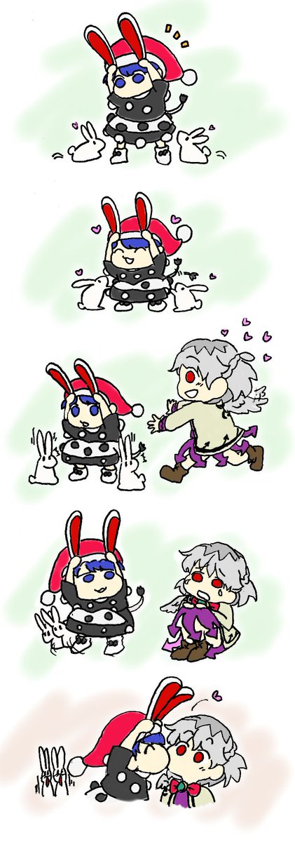 silkru_gakky_2's tweet image. うさ耳ドレはうさぎさんと仲良くなったようでサグメさんは相変わらずうさぎさんには好かれないけどドレミーには…よかったね！←