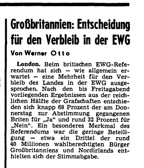 Im Juni 1975 war dem ND das Referendum nur wenige Zeilen wert: nd-archiv.de/artikel/148861… #BrexitOrNot #Brexit