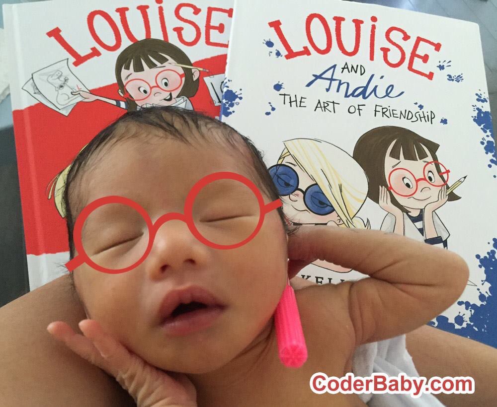 daynah's tweet photo. My #newborn #baby is a total @kellylight &amp; @helloemilyarrow fan! #kidlit #louiselovesart #louiseandandie https://t.co/JDhpOuPNRL