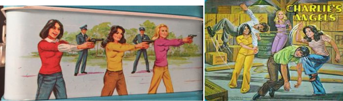 caroljsroth's tweet photo. Panels from the "Charlie's Angels" lunchbox I had as a kid. Imagine the uproar if kids brought this to school today. https://t.co/KVLHZGk0NK